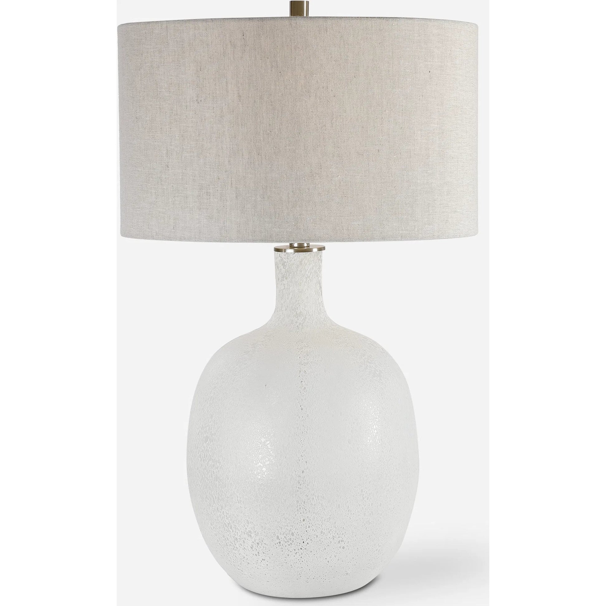 Whiteout Mottled Glass Table Lamp by Uttermost. Made from steel, glass, fabric in a cottage & farmhouse style.