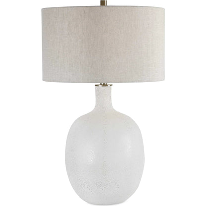 Whiteout Mottled Glass Table Lamp by Uttermost. Made from steel, glass, fabric in a cottage & farmhouse style.