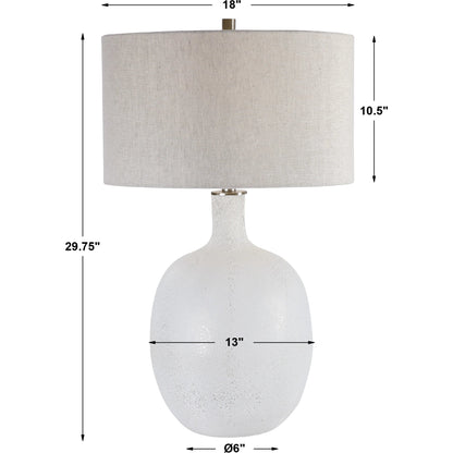 Whiteout Mottled Glass Table Lamp by Uttermost. Made from steel, glass, fabric in a cottage & farmhouse style.