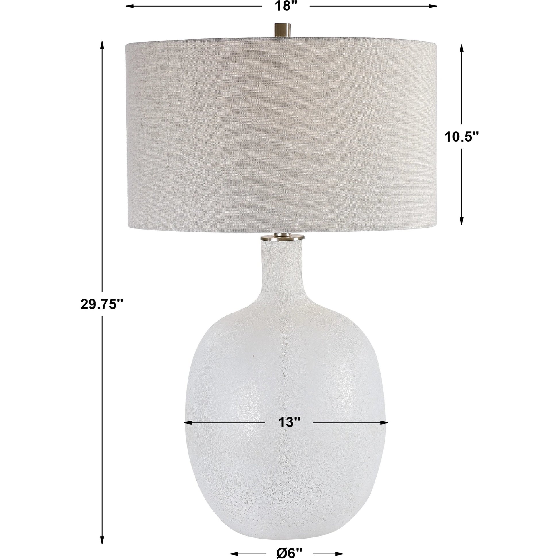 Whiteout Mottled Glass Table Lamp by Uttermost. Made from steel, glass, fabric in a cottage & farmhouse style.