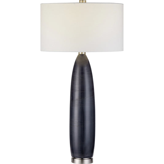 Cullen Table Lamp by Uttermost in prussian blue. Made from ceramic, iron, fabric in a eclectic & global style.