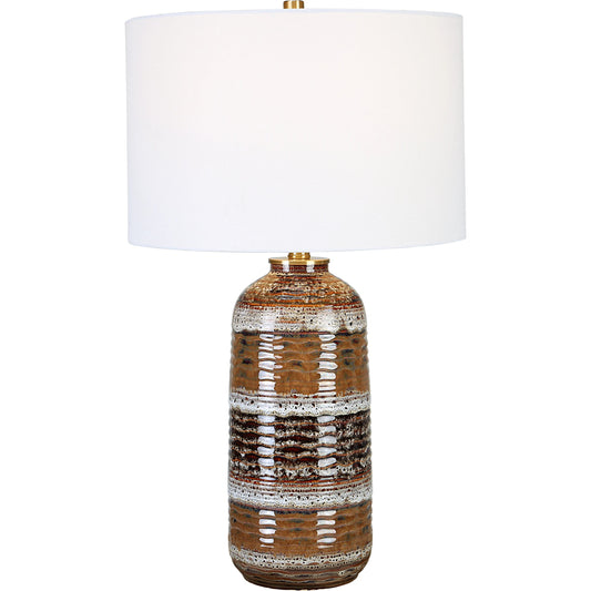 Roan Artisian Table Lamp by Uttermost in brass. Made from metal, ceramic, fabric in a modern style.
