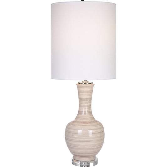 Chalice Table Lamp by Uttermost in tuape. Made from ceramic70% crystal10% iron 10% fab10% in a traditional style.