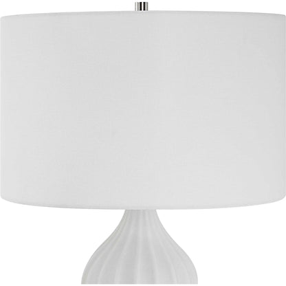 Antoinette Table Lamp by Uttermost in ivory. Made from mad-made stone, iron, fabric in a coastal style.