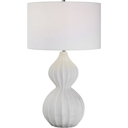 Antoinette Table Lamp by Uttermost in ivory. Made from mad-made stone, iron, fabric in a coastal style.