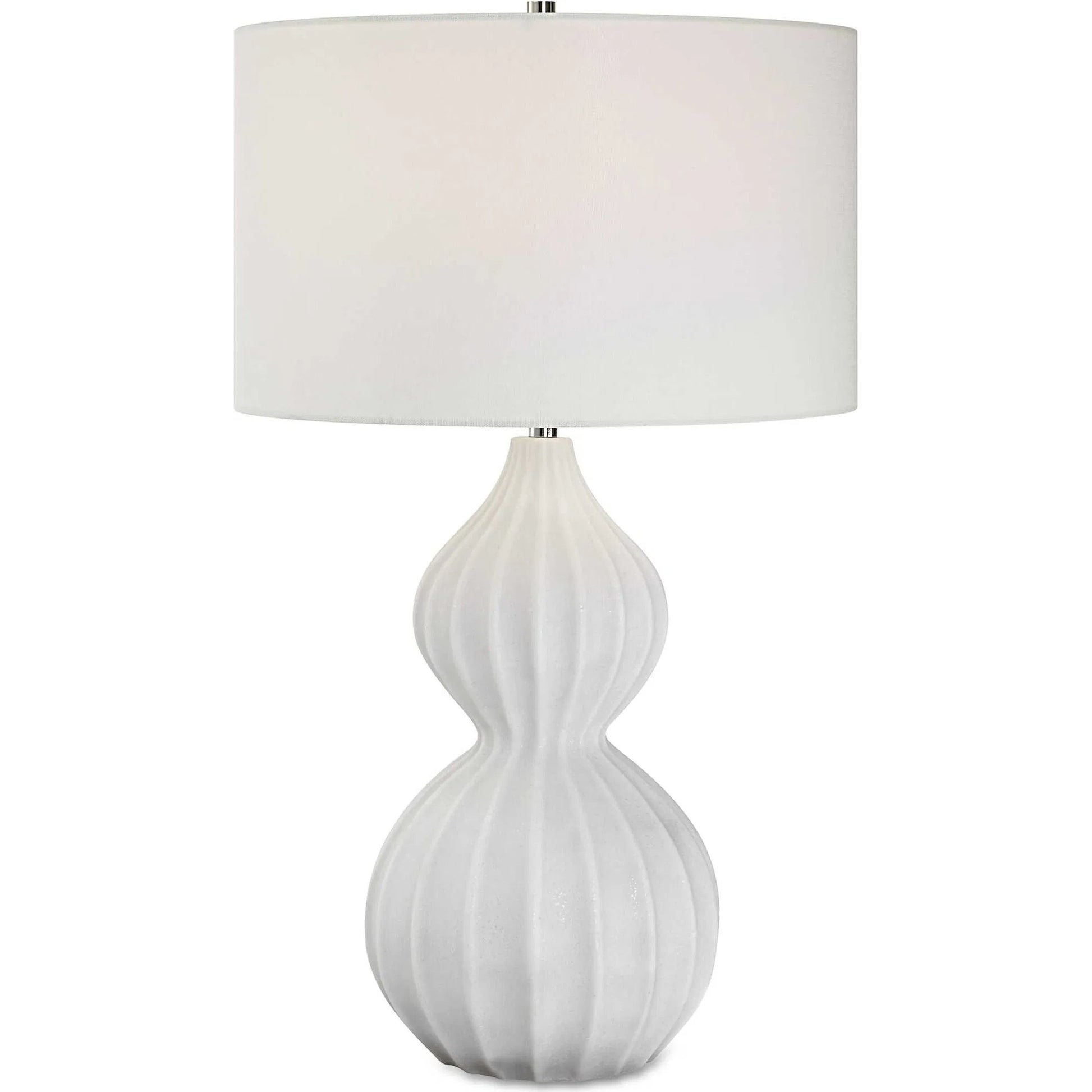 Antoinette Table Lamp by Uttermost in ivory. Made from mad-made stone, iron, fabric in a coastal style.