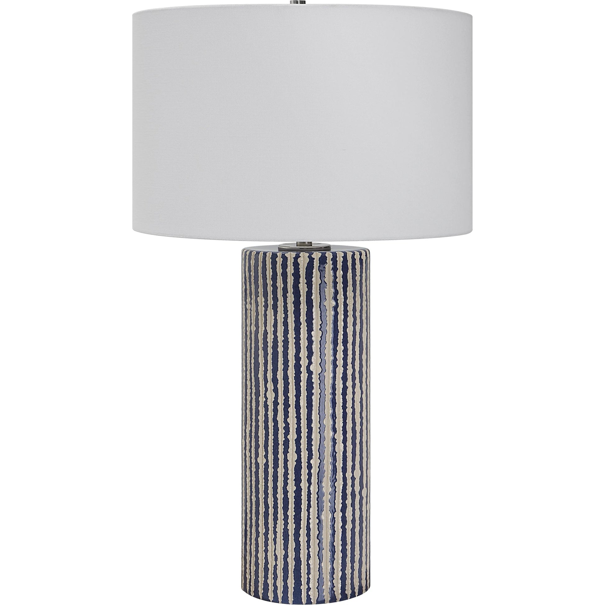 Havana Table Lamp by Uttermost in cobalt. Made from ceramic, iron, fabric in a modern style.