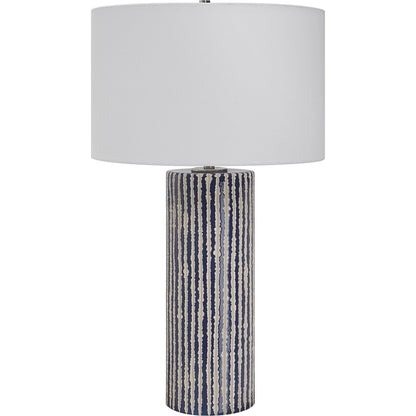 Havana Table Lamp by Uttermost in cobalt. Made from ceramic, iron, fabric in a modern style.