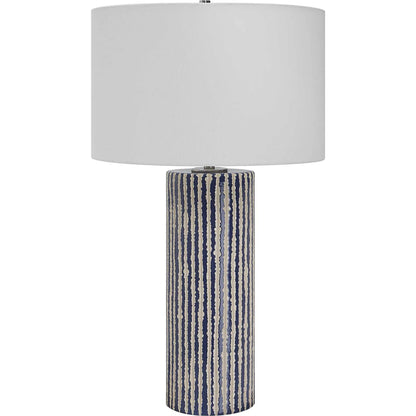 Havana Table Lamp by Uttermost in cobalt. Made from ceramic, iron, fabric in a modern style.