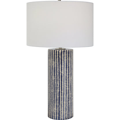Havana Table Lamp by Uttermost in cobalt. Made from ceramic, iron, fabric in a modern style.