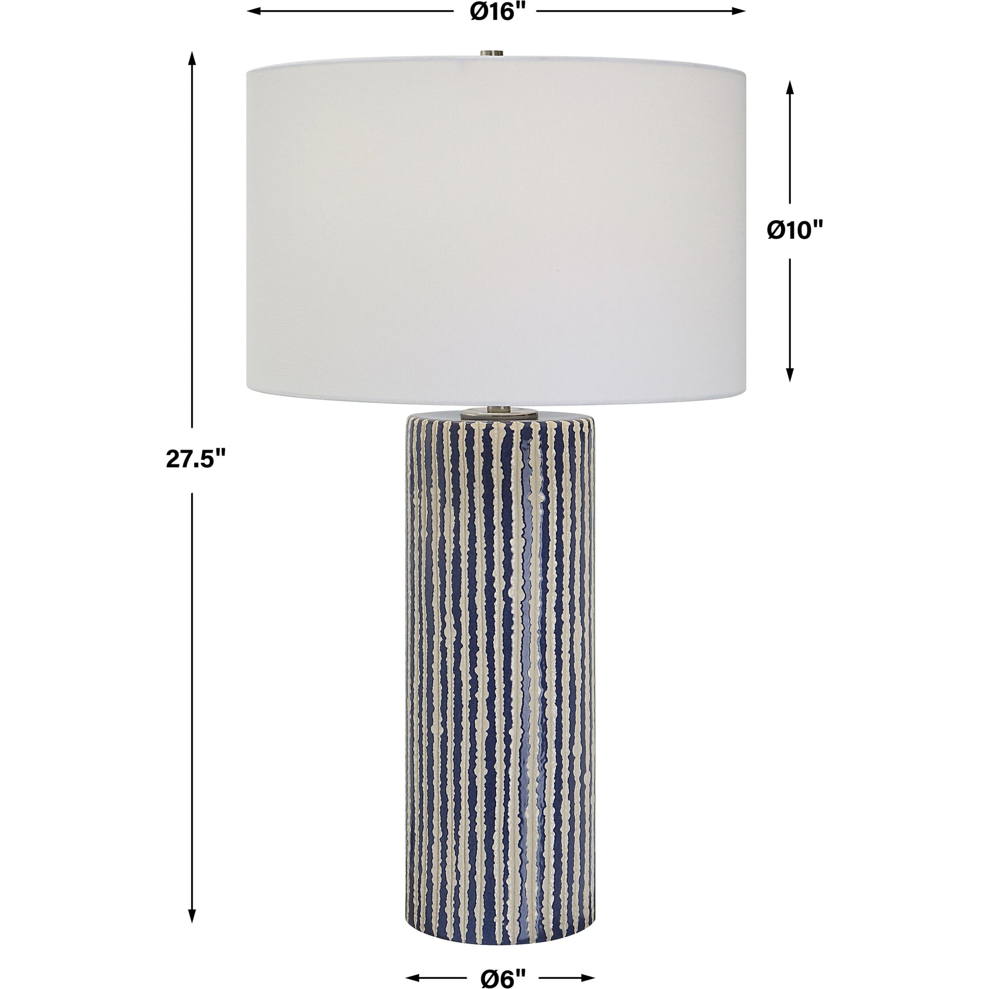 Havana Table Lamp by Uttermost in cobalt. Made from ceramic, iron, fabric in a modern style.