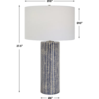 Havana Table Lamp by Uttermost in cobalt. Made from ceramic, iron, fabric in a modern style.