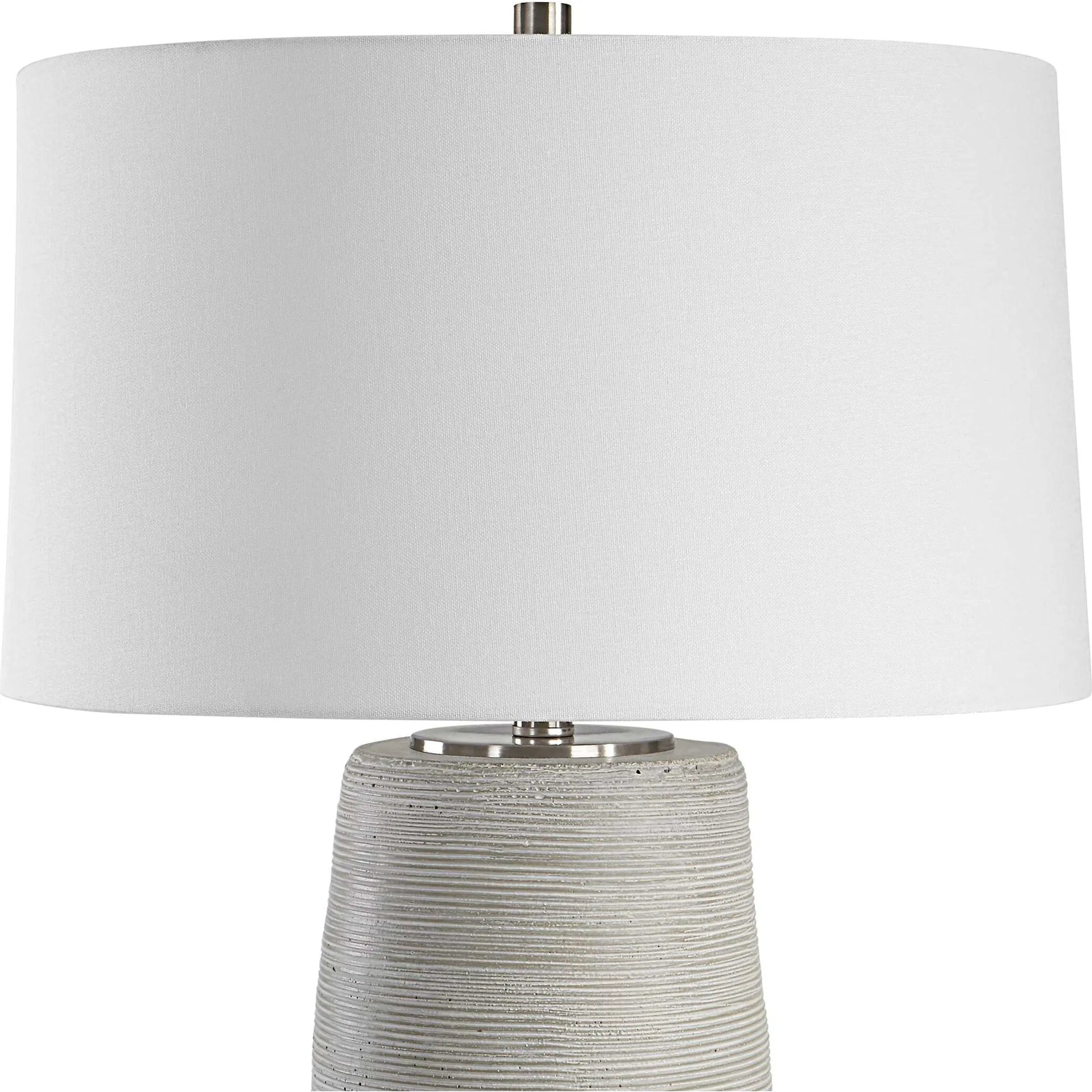 Mountainscape Table Lamp by Uttermost in off white, gray. Made from steel, ceramic, fabric in a modern style.