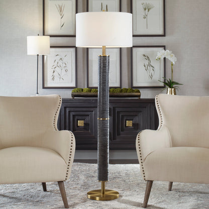 Summit Floor Lamp by Uttermost in brass. Made from resin, iron in a modern style.