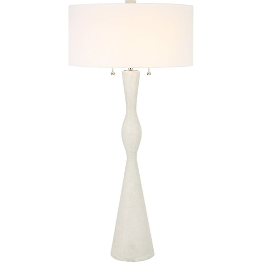 Sharma Table Lamp by Uttermost in ivory. Made from iron, rice resin, linen in a modern style.