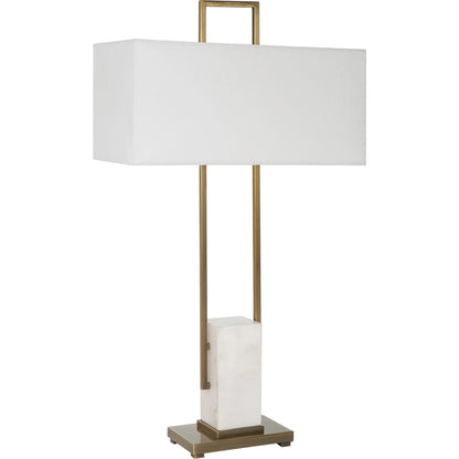 Column Table Lamp by Uttermost in brass. Made from steel, marble in a modern style.