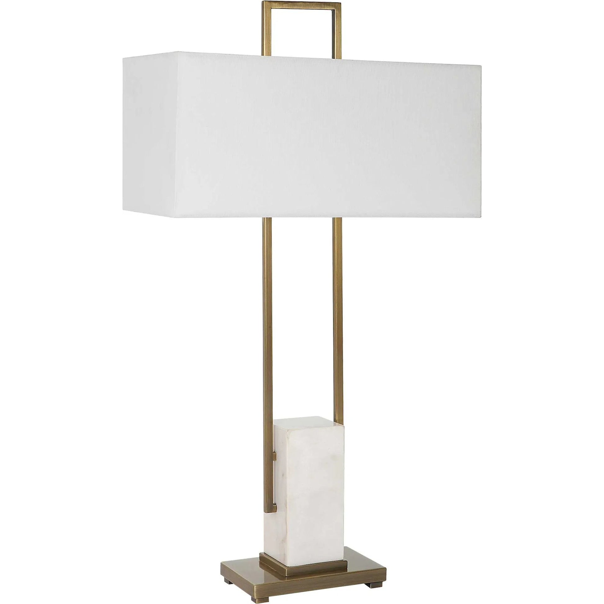 Column Table Lamp by Uttermost in brass. Made from steel, marble in a modern style.