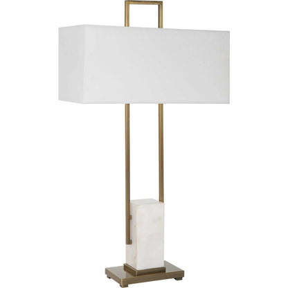 Column Table Lamp by Uttermost in brass. Made from steel, marble in a modern style.