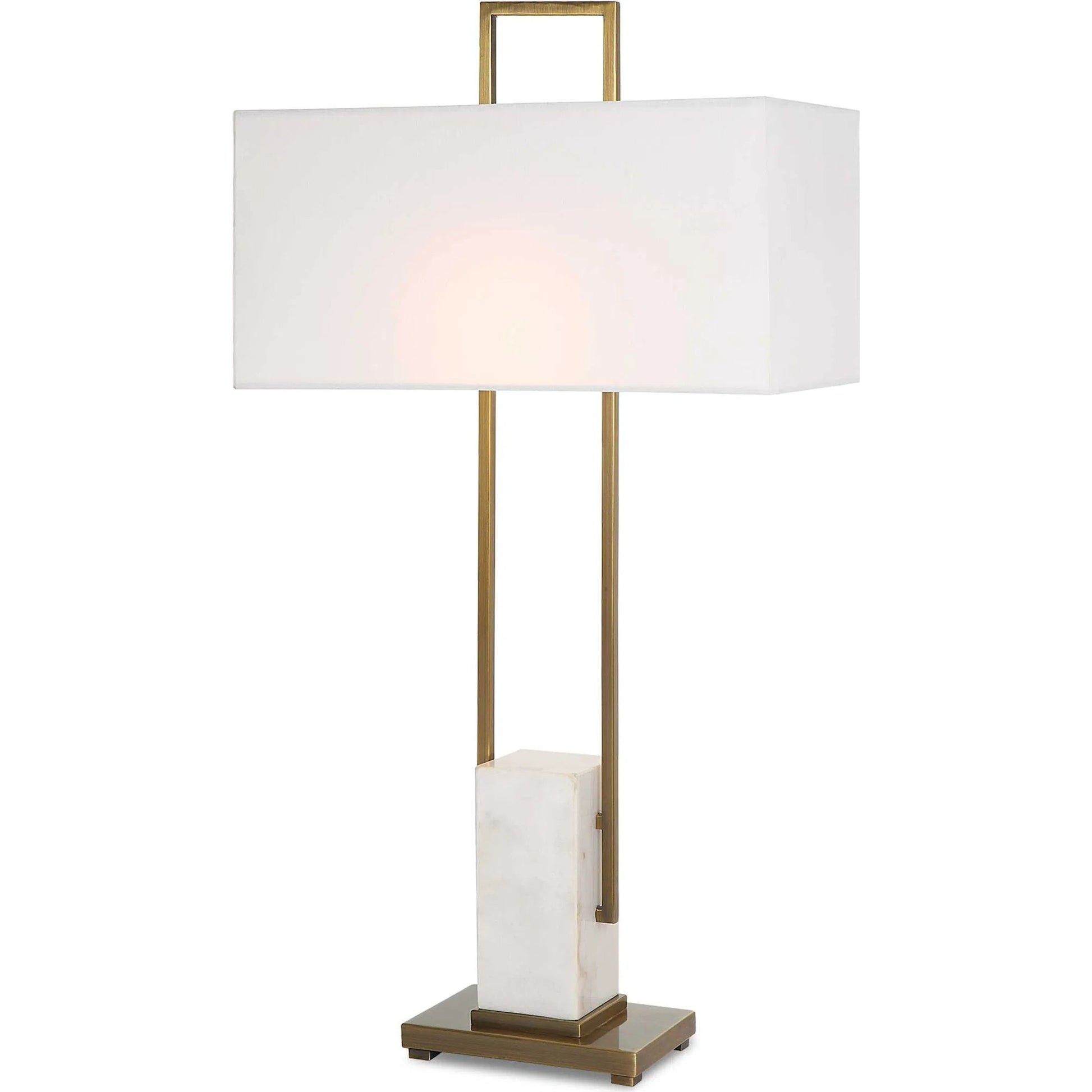 Column Table Lamp by Uttermost in brass. Made from steel, marble in a modern style.