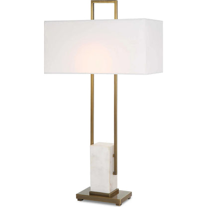 Column Table Lamp by Uttermost in brass. Made from steel, marble in a modern style.