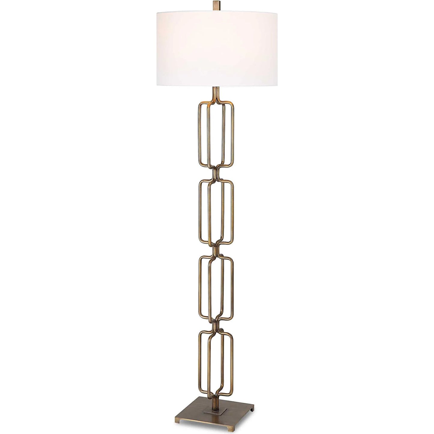 001 SI-1981402 | Primary Silo | Link Floor Lamp by Uttermost in antique gold. Made from iron, fabric in a modern style.