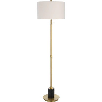 Guard Floor Lamp by Uttermost in brass. Made from iron, marble, fabric in a modern style.