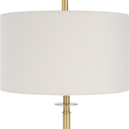 Guard Floor Lamp by Uttermost in brass. Made from iron, marble, fabric in a modern style.