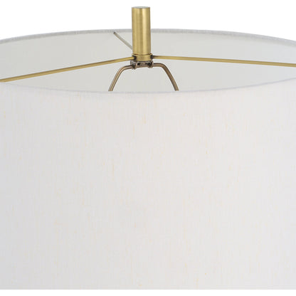 Guard Floor Lamp by Uttermost in brass. Made from iron, marble, fabric in a modern style.