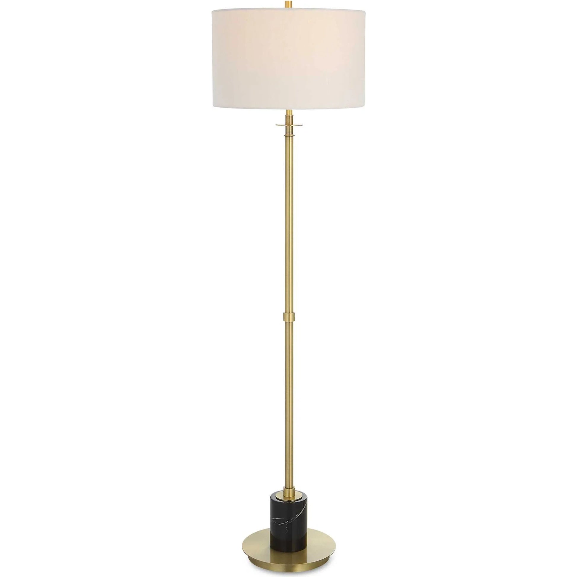 Guard Floor Lamp by Uttermost in brass. Made from iron, marble, fabric in a modern style.