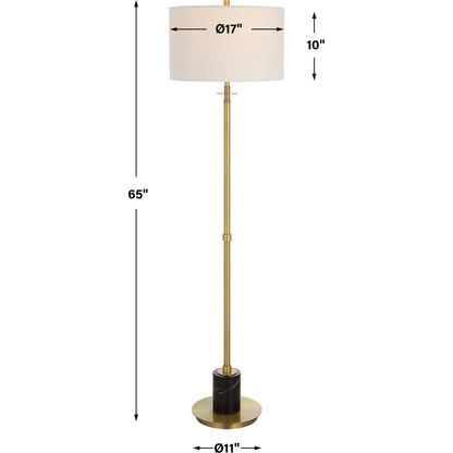 Guard Floor Lamp by Uttermost in brass. Made from iron, marble, fabric in a modern style.