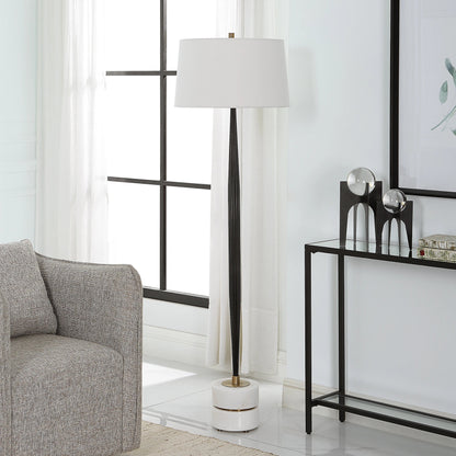 Miraz Floor Lamp by Uttermost in cast iron, brass, white. Made from iron, marble, fabric in a modern style.