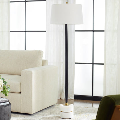 Miraz Floor Lamp by Uttermost in cast iron, brass, white. Made from iron, marble, fabric in a modern style.
