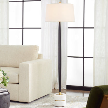 Miraz Floor Lamp by Uttermost in cast iron, brass, white. Made from iron, marble, fabric in a modern style.