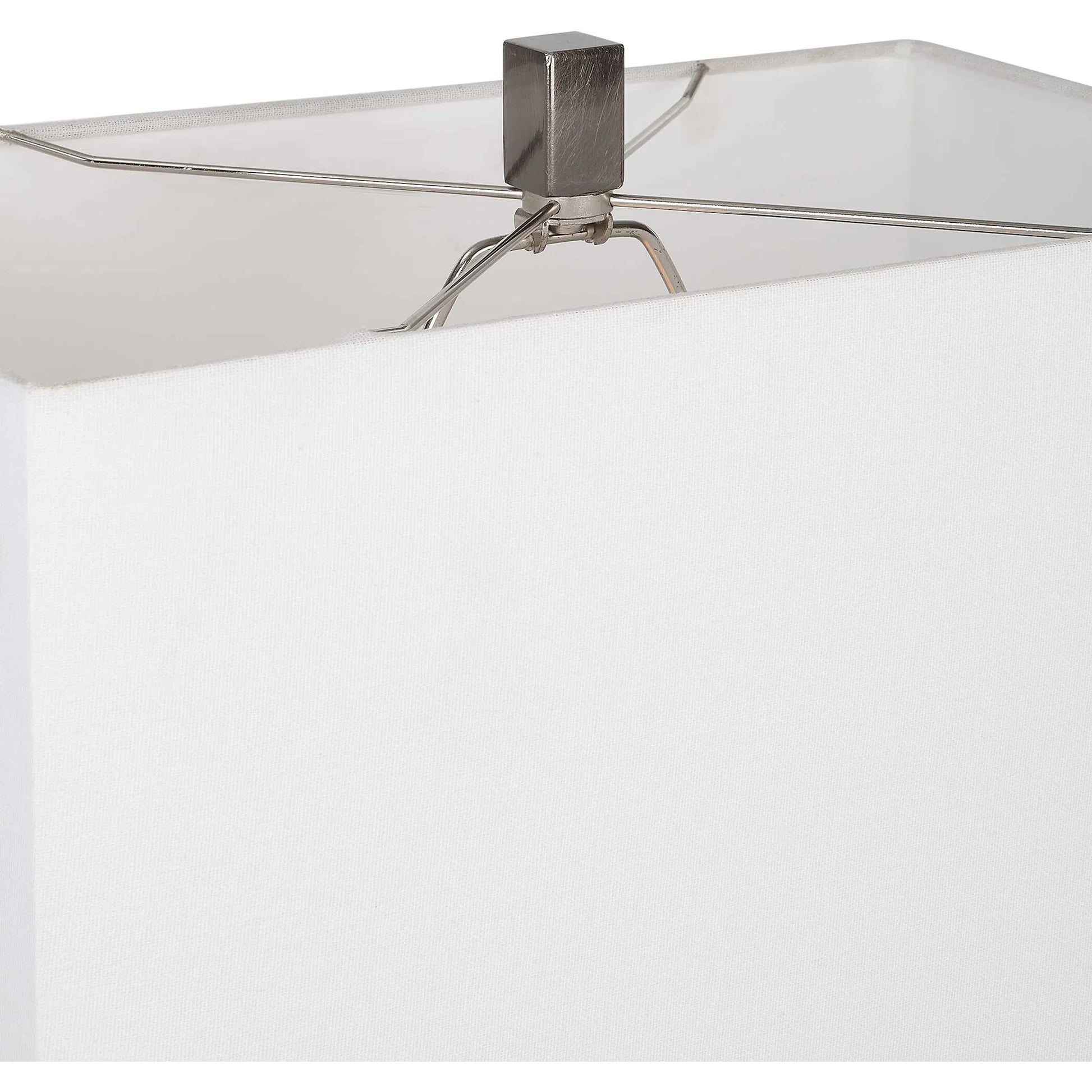 Halo Table Lamp by Uttermost in antique nickel. Made from steel, fabric in a modern style.