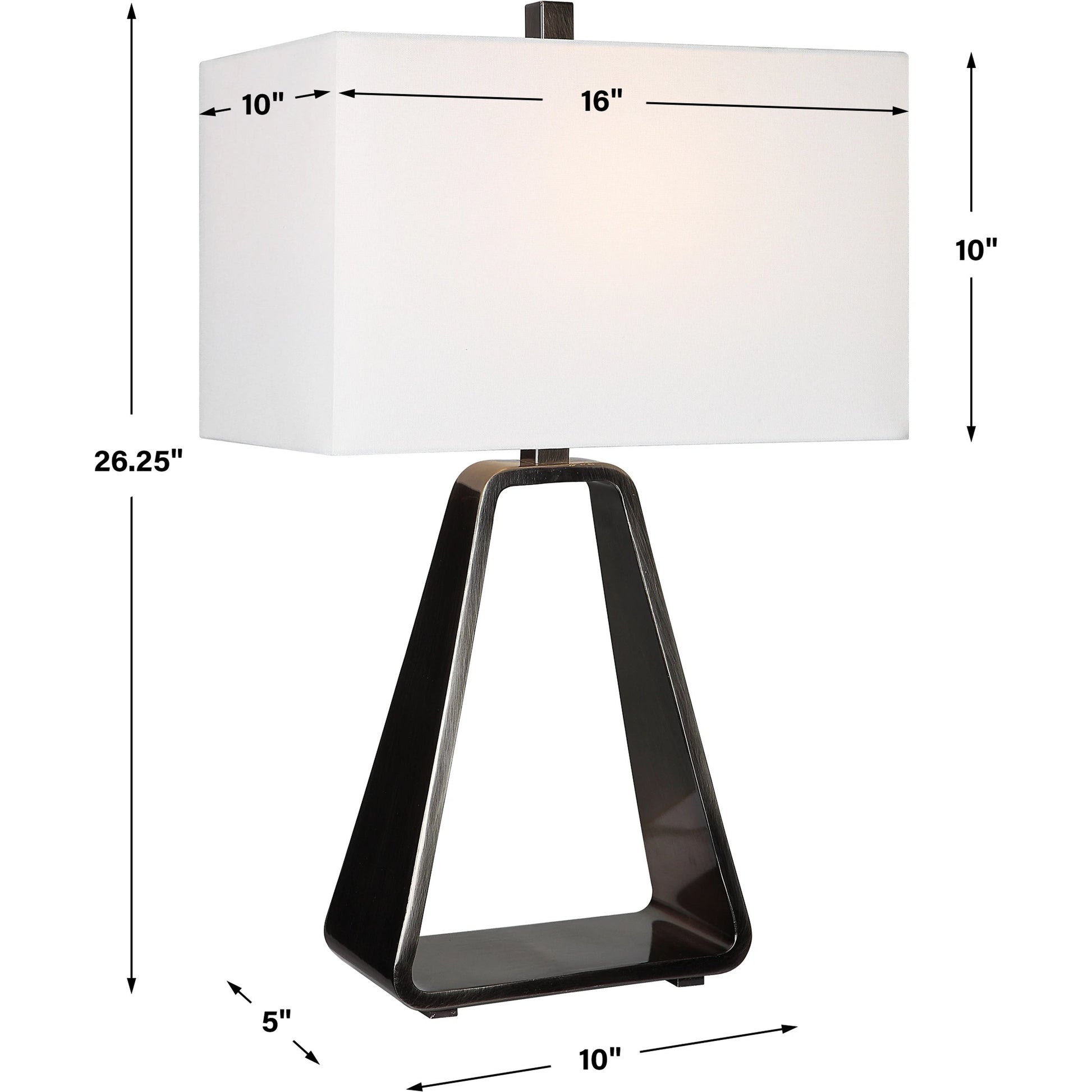 Halo Table Lamp by Uttermost in antique nickel. Made from steel, fabric in a modern style.