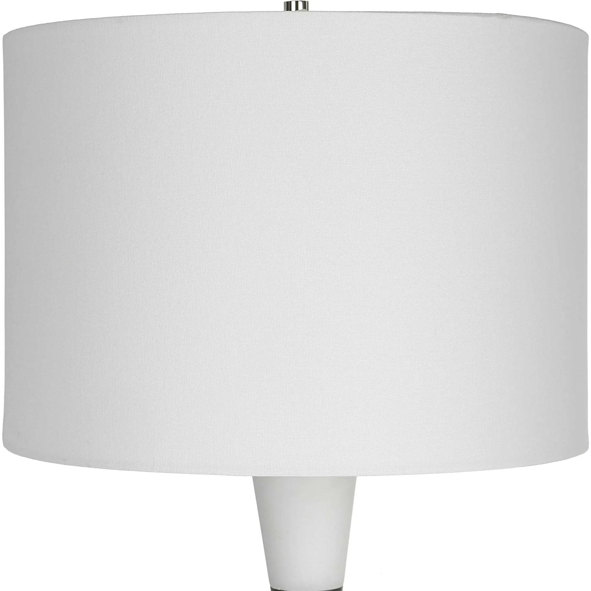 Bandeau Banded Table Lamp by Uttermost in black, white. Made from rice stone, iron, linen, resin in a modern style.