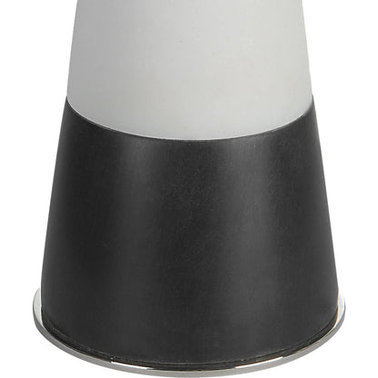 Bandeau Banded Table Lamp by Uttermost in black, white. Made from rice stone, iron, linen, resin in a modern style.