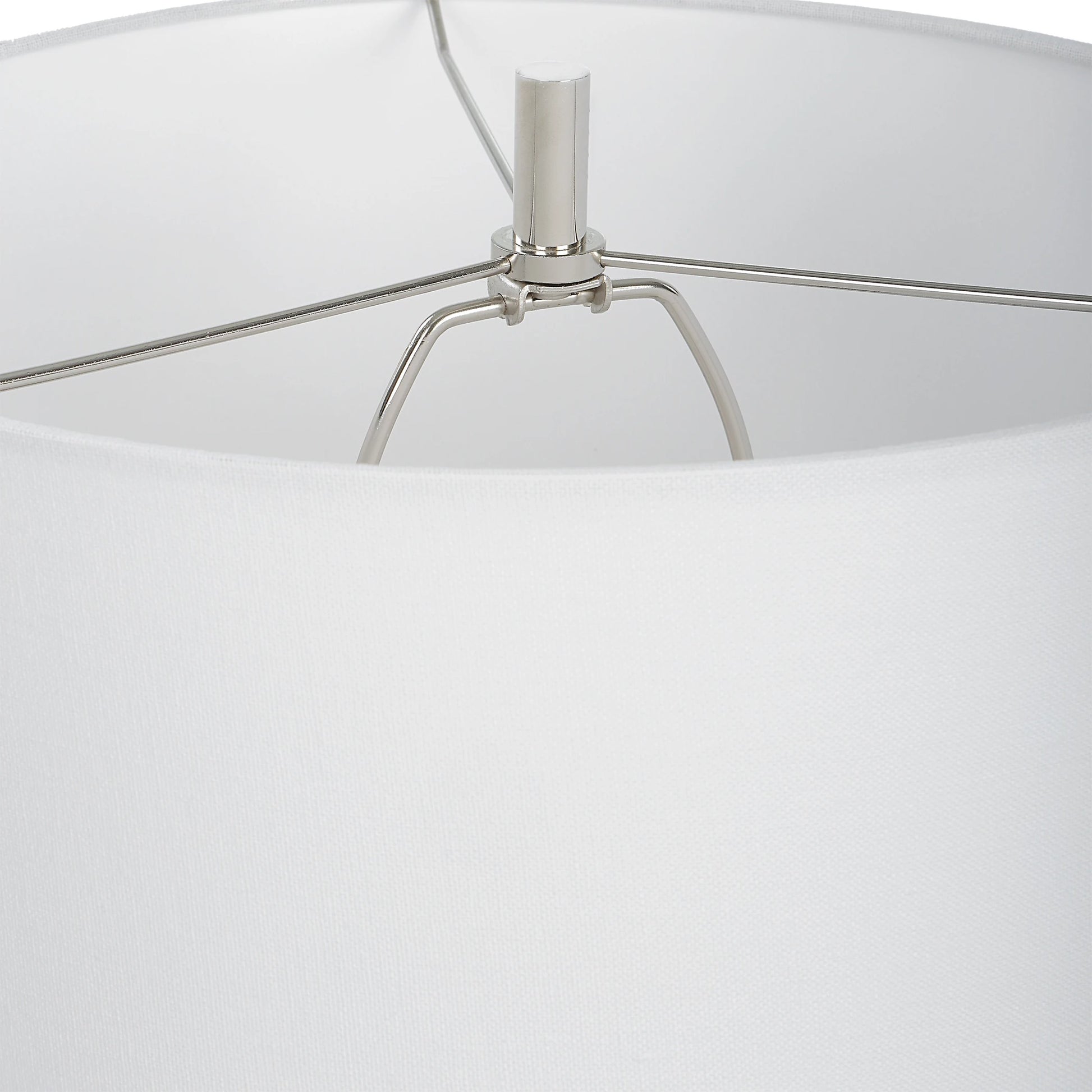 Bandeau Banded Table Lamp by Uttermost in black, white. Made from rice stone, iron, linen, resin in a modern style.