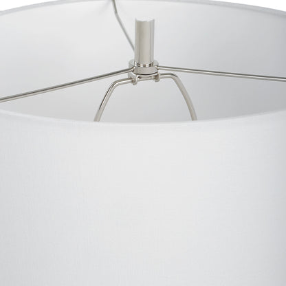 Bandeau Banded Table Lamp by Uttermost in black, white. Made from rice stone, iron, linen, resin in a modern style.