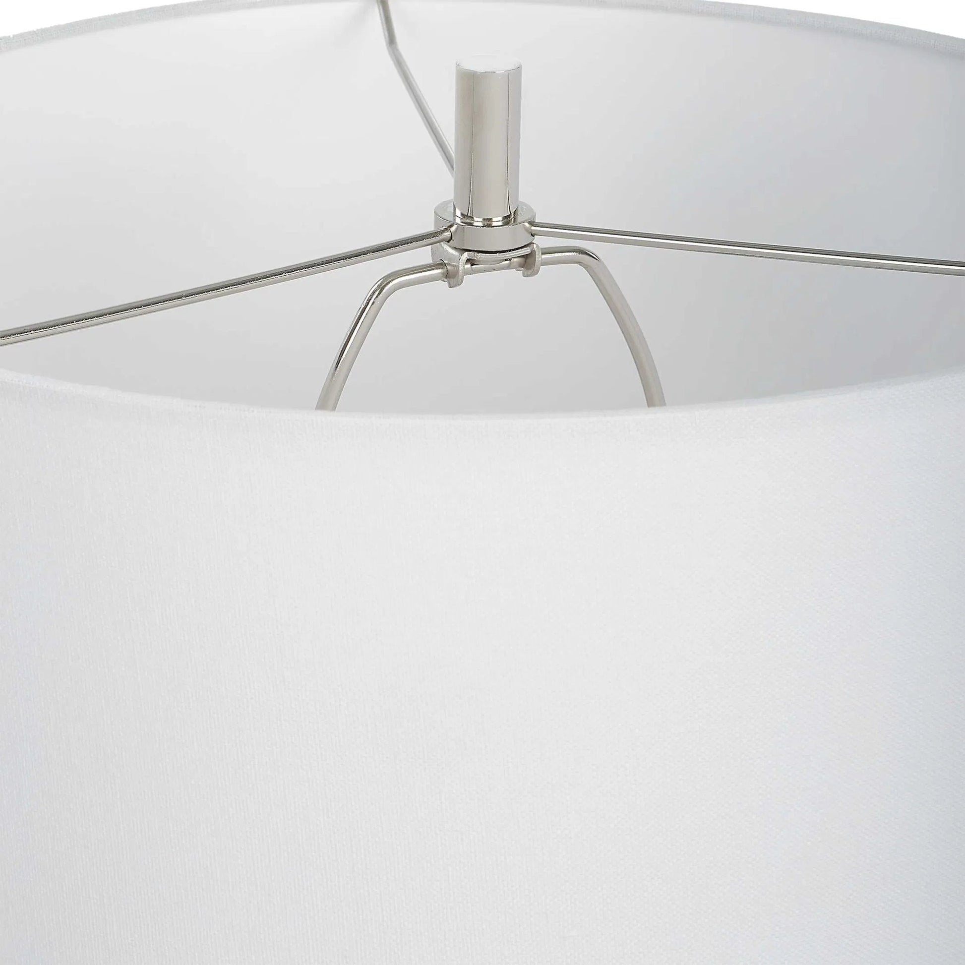 Bandeau Banded Table Lamp by Uttermost in black, white. Made from rice stone, iron, linen, resin in a modern style.