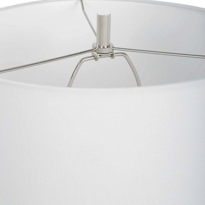 Bandeau Banded Table Lamp by Uttermost in black, white. Made from rice stone, iron, linen, resin in a modern style.