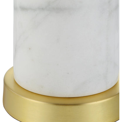 Turret Buffet Lamp by Uttermost in brushed gold. Made from marble, metal, fabric in a modern style.