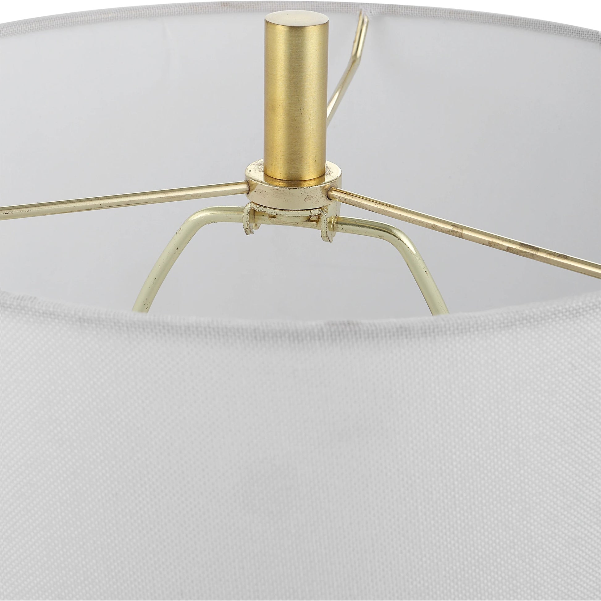 Turret Buffet Lamp by Uttermost in brushed gold. Made from marble, metal, fabric in a modern style.