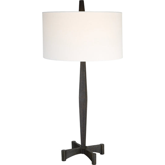 Counteract Table Lamp by Uttermost in black. Made from metal, fabric in a modern style.