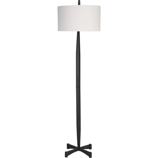 Counteract Floor Lamp by Uttermost in black. Made from metal, fabric in a modern style.