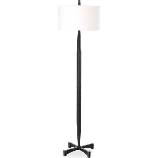 Counteract Floor Lamp by Uttermost in black. Made from metal, fabric in a modern style.