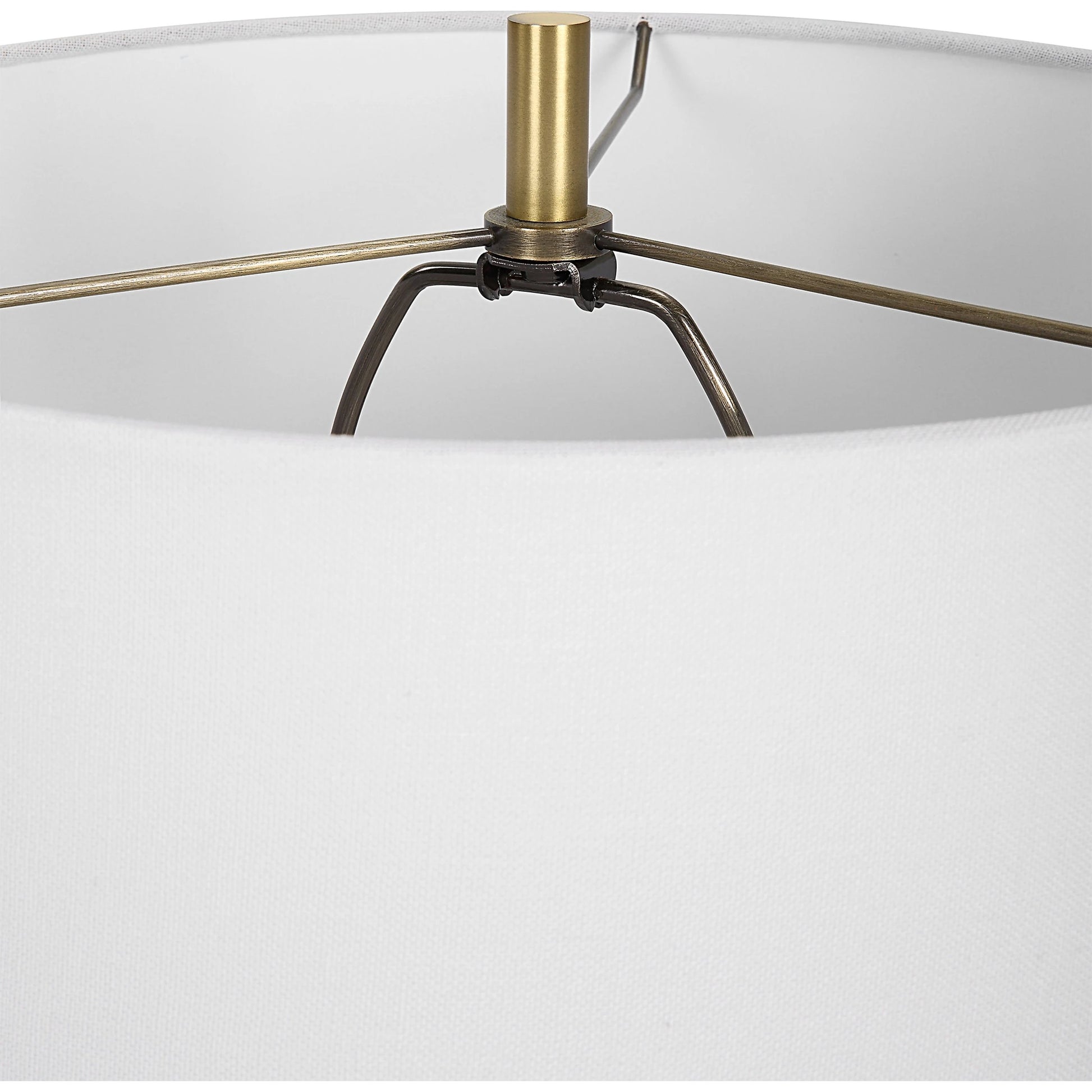 Coil Sculpted Table Lamp by Uttermost in cobalt. Made from ceramic, iron, fabric in a modern style.