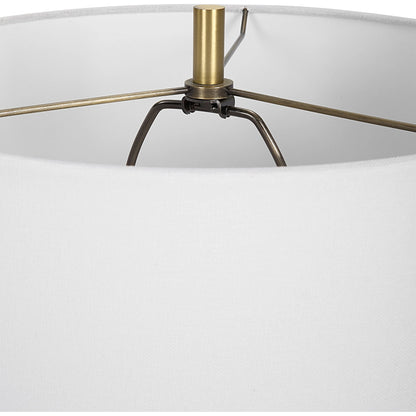 Coil Sculpted Table Lamp by Uttermost in cobalt. Made from ceramic, iron, fabric in a modern style.