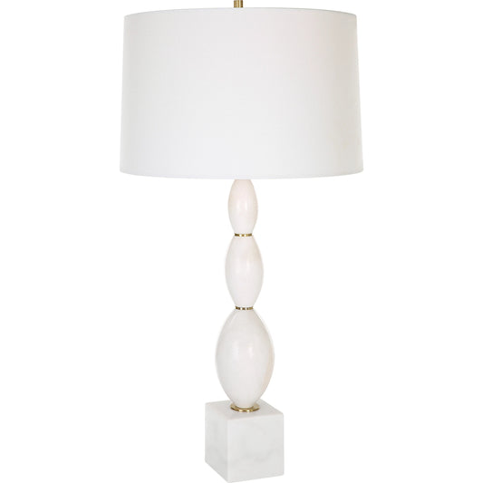 Regalia Table Lamp by Uttermost in white. Made from marble, iron, fabric in a modern style.