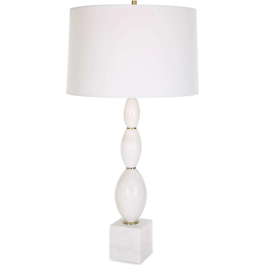 Regalia Table Lamp by Uttermost in white. Made from marble, iron, fabric in a modern style.